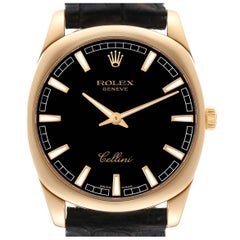 Rolex Cellini Danaos Yellow Gold Black Dial Mens Watch 4243