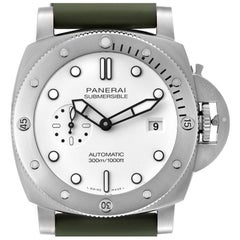 Panerai Submersible QuarantaQuattro Bianco Steel Mens Watch PAM01226 Box Card