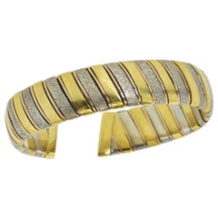 M. Buccellati Yellow and Rose Gold and Sterling Silver Retro Bangle  Bracelet.