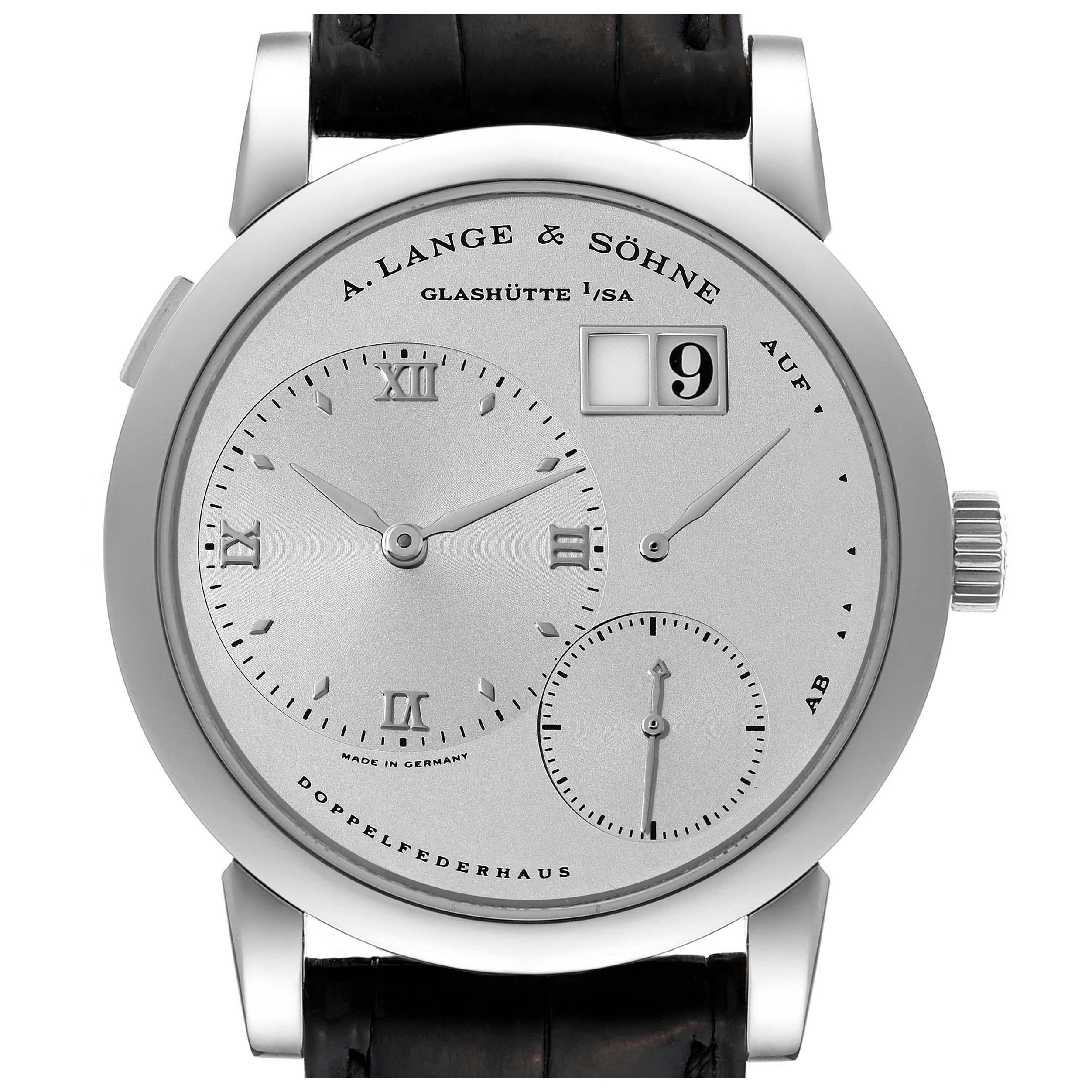 A. Lange and Sohne Lange 1 Silver Dial Platinum Mens Watch 101.025