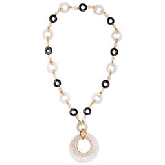 André Vassort 1960s Crystal Onyx Diamond Necklace