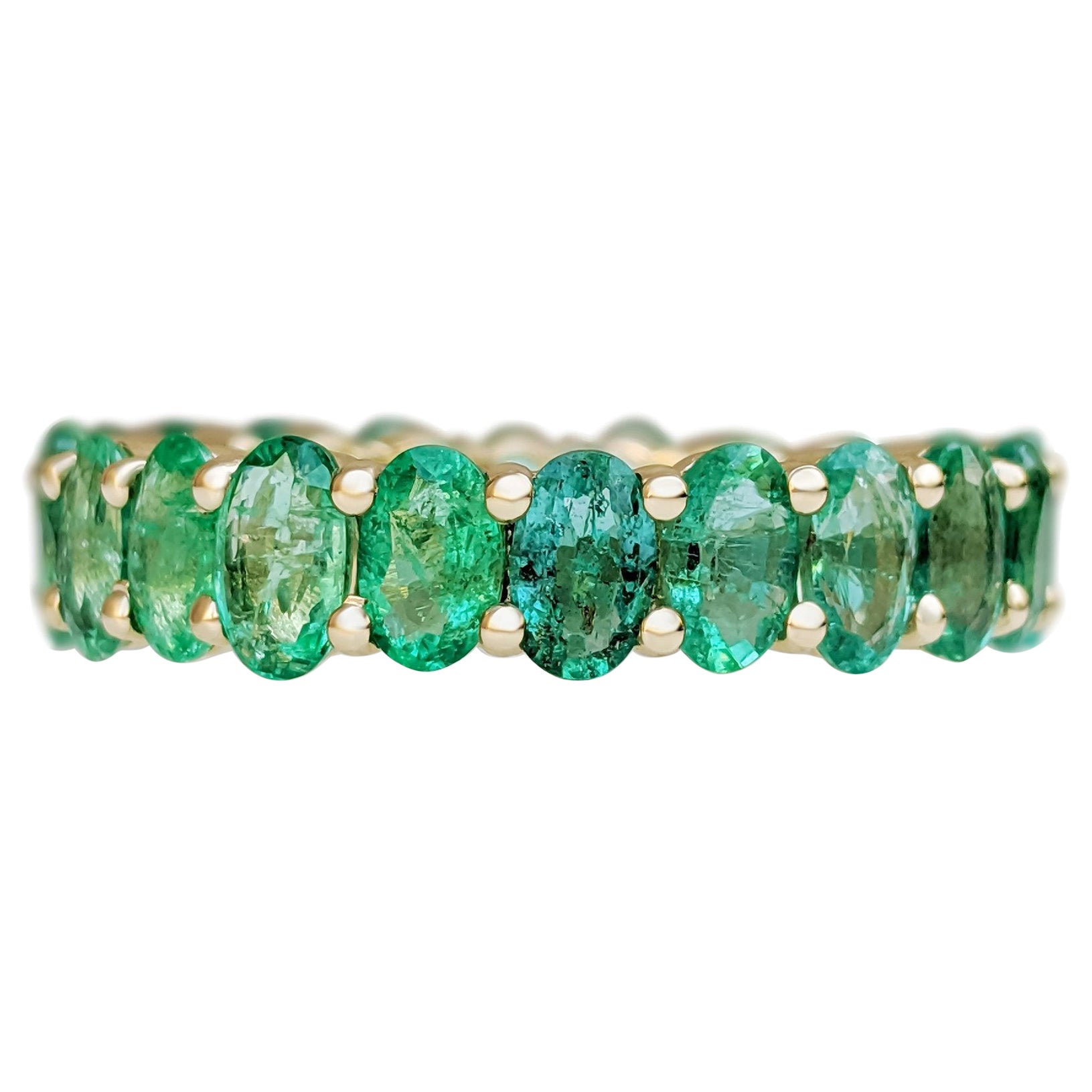 NO RESERVE!  3.80 cttw Natural Emeralds Eternity Band - 14k Yellow Gold