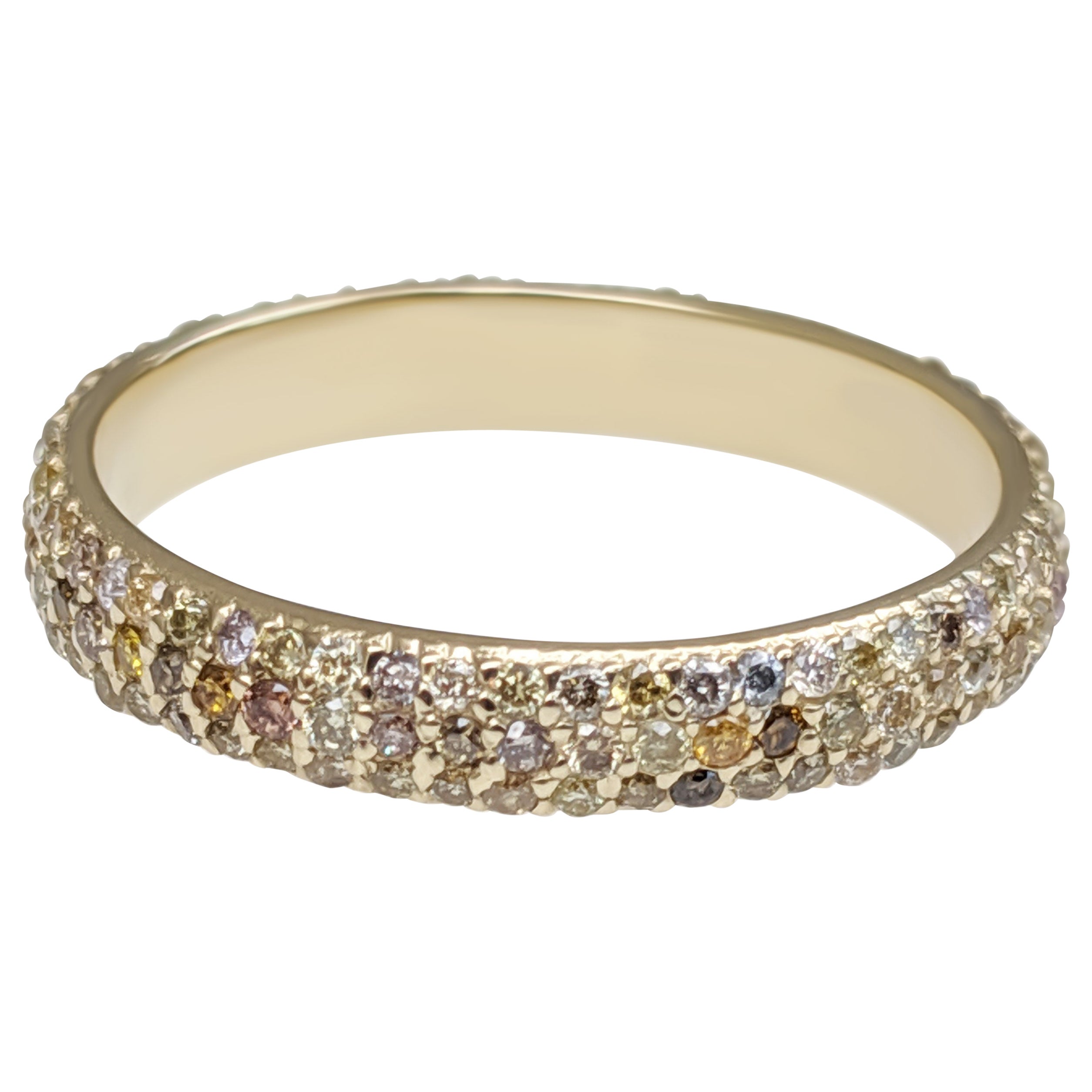 NO RESERVE! 1.01Ct Fancy Diamonds Eternity Band - 14 kt. Yellow gold - Ring