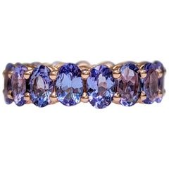 NO RESERVE! 8.18 Carat Tanzanite Eternity Band - 14 kt. Rose Gold - Ring