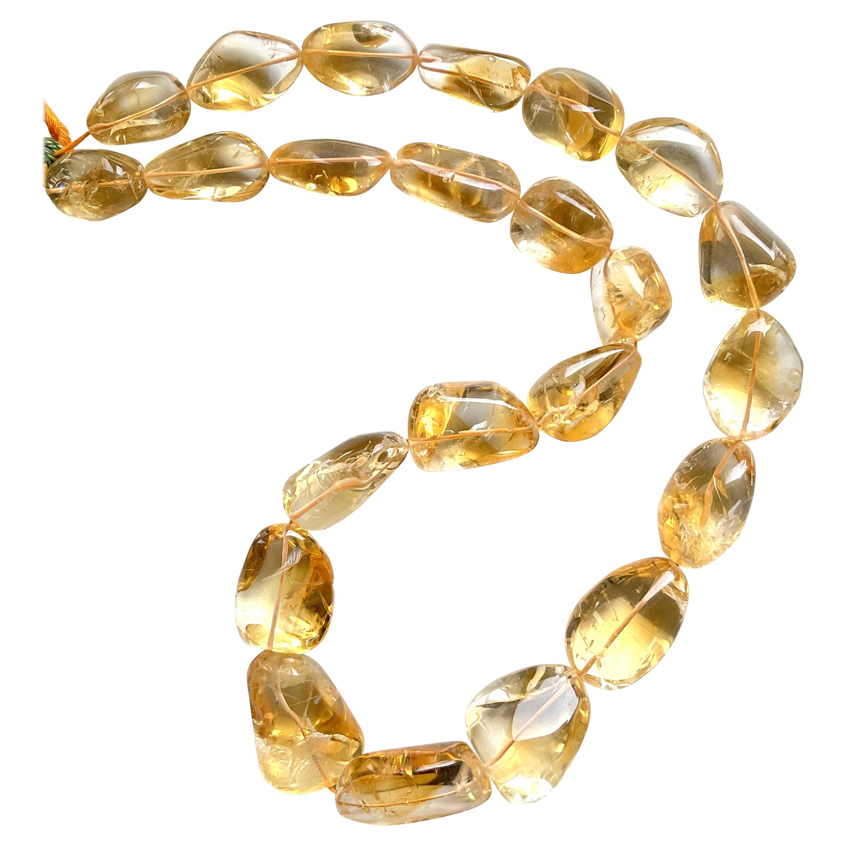 1157.00 carats big size citrine plain tumbled natural gemstone necklace For Sale