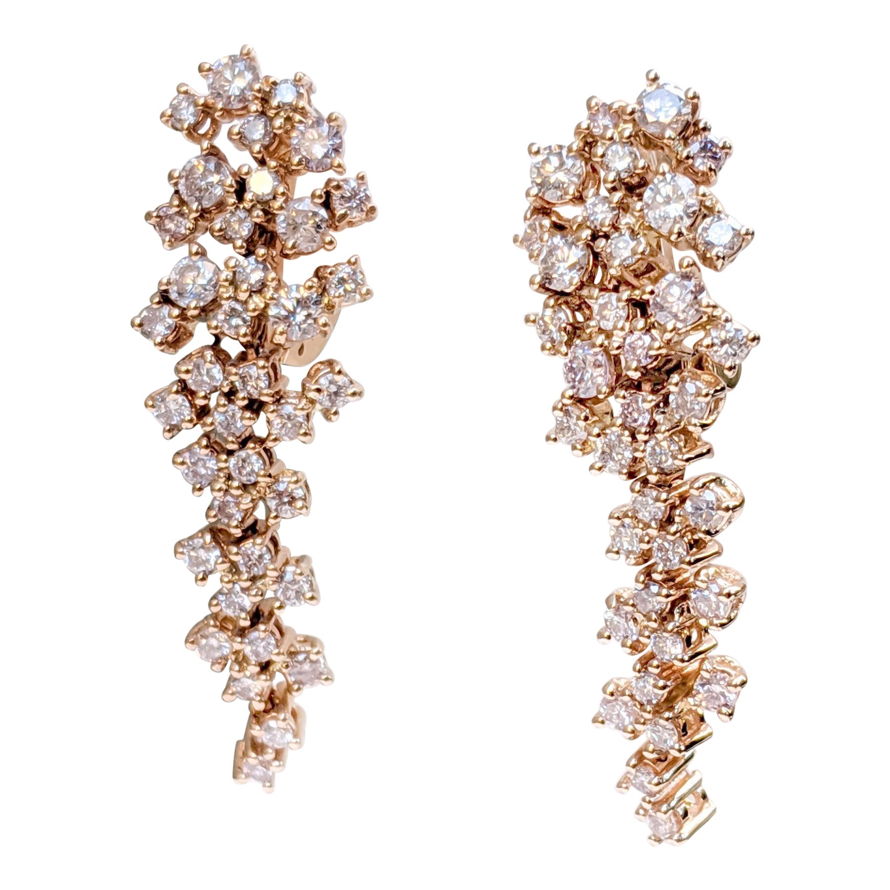SIZE! NO RESERVE! 1.50cttw Fancy Pink Diamonds - 14 kt. Rose gold - Earrings For Sale