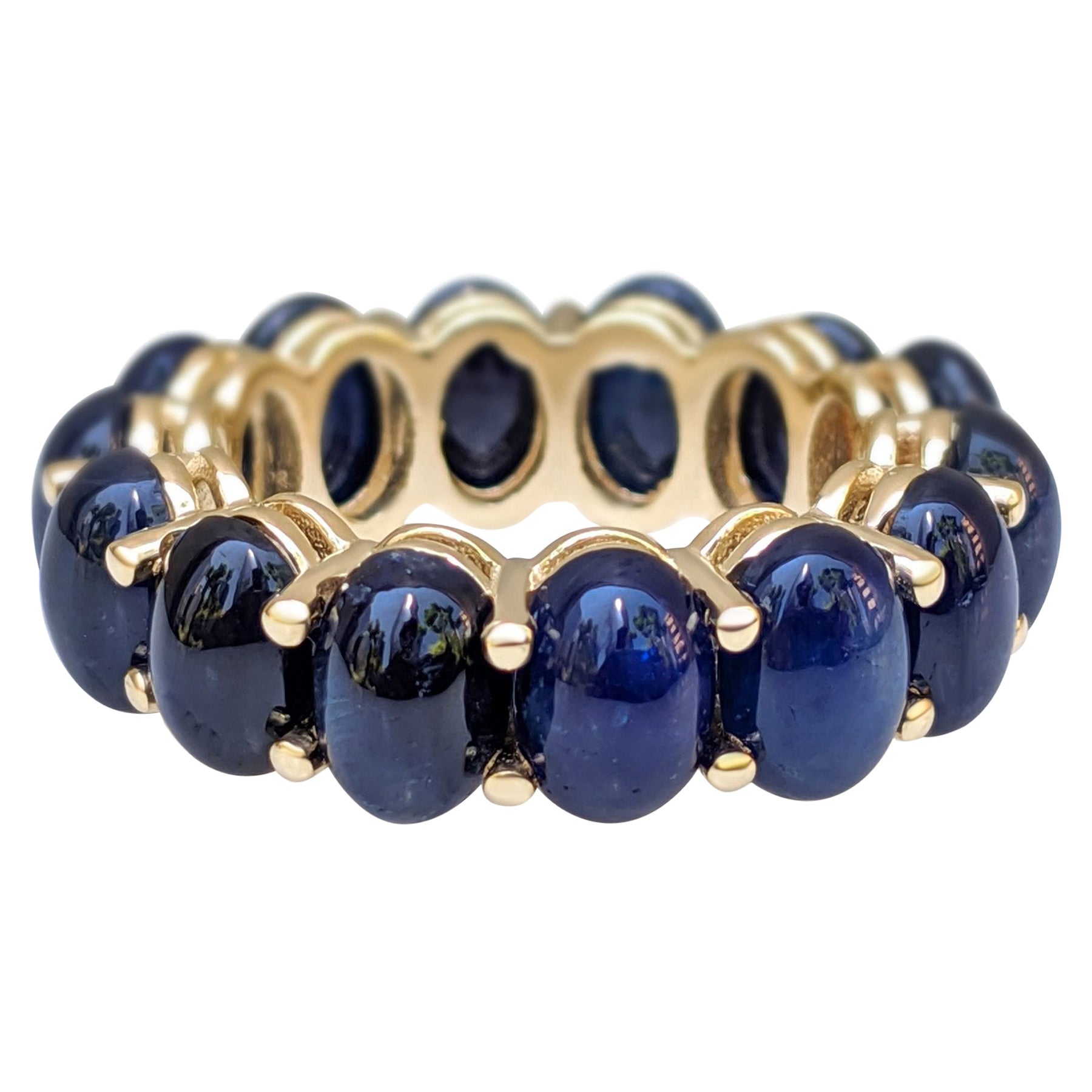 NO RESERVE! 13.07 Carat Sapphire Eternity Band - 14 kt. Yellow Gold - Ring For Sale