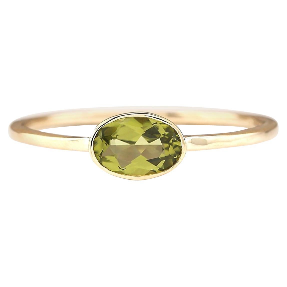 Natural Peridot Ring In 14 Karat Yellow Gold  For Sale