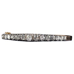 Bracelet jonc de style victorien français ancien en or jaune 18 carats avec diamants taille vieille mine