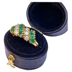 Retro 18K Yellow Gold Emerald & Diamond Ring
