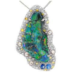 25 Carat Black Australian Opal "Lightening Ridge'' 4.71 Carat Designer Necklace