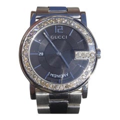 Custom 3 Carat Ct Diamond Gucci G Day Date Swiss Made Black-dial Watch 1