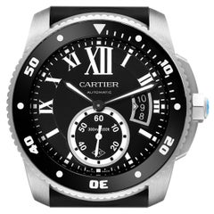 Cartier Calibre Black Dial Automatic Steel Mens Watch WSCA0012 Papers