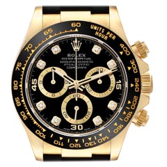 Rolex Daytona Yellow Gold Diamond Dial Ceramic Bezel Mens Watch 116518 Box Card