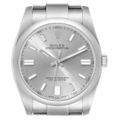 Rolex Oyster Perpetual 36 Grey Dial Steel Mens Watch 116000 Box Card