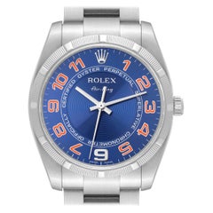 Rolex Air King Blue Concentric Dial Steel Mens Watch 114210