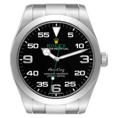 Rolex Oyster Perpetual Air King Green Hand Steel Mens Watch 116900 Box Card