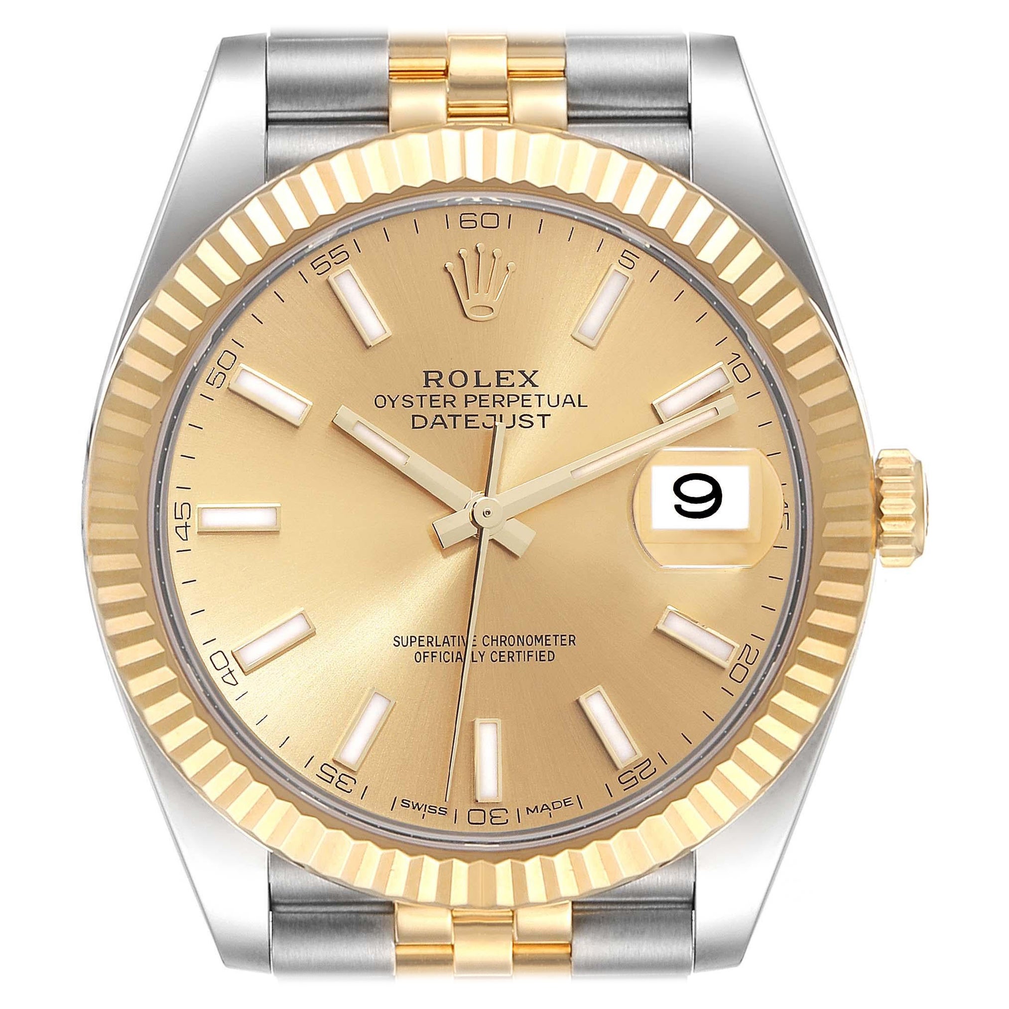 Rolex Datejust 41 Steel Yellow Gold Champagne Dial Mens Watch 126333 Box Card