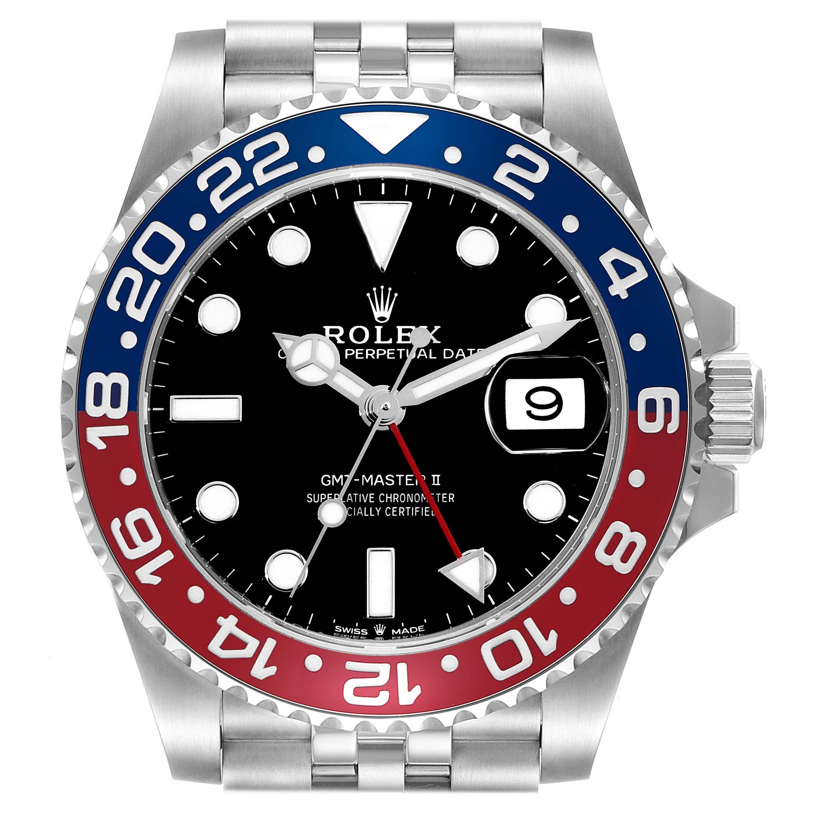 Rolex GMT Master II avec lunette Pepsi bleue et rouge, montre pour hommes 126710 en vente