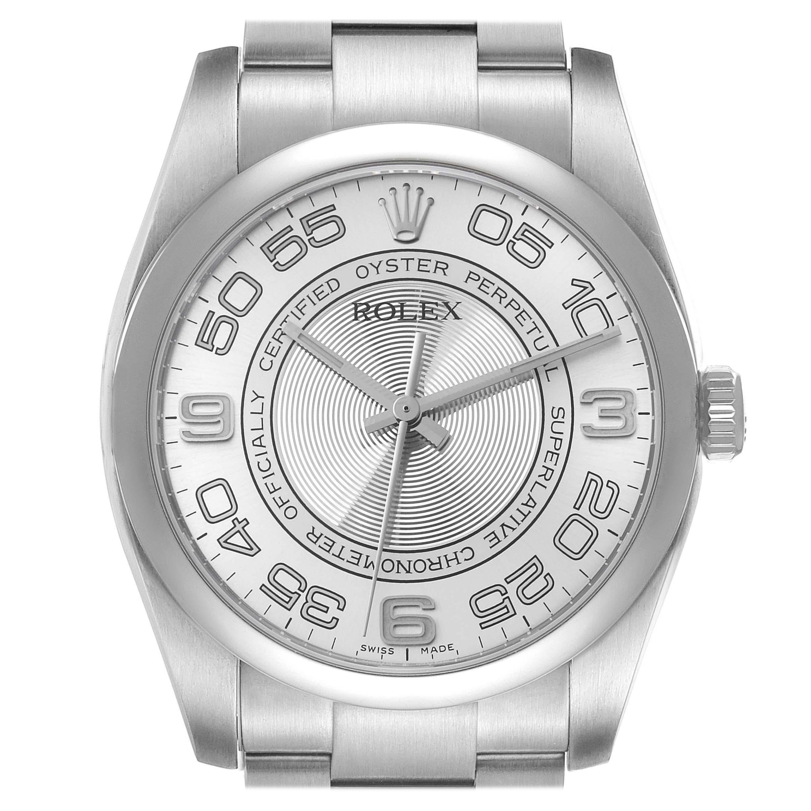 Rolex Oyster Perpetual 36mm avec cadran concentrique argenté pour hommes 116000