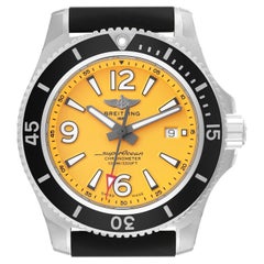 Used Breitling Superocean II Yellow Dial Steel Mens Watch A17367 Unworn