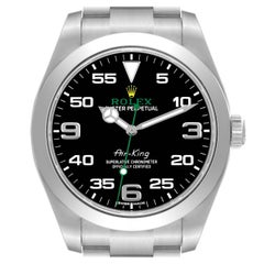 Rolex Oyster Perpetual Air King Green Hand Steel Mens Watch 116900 Box Card