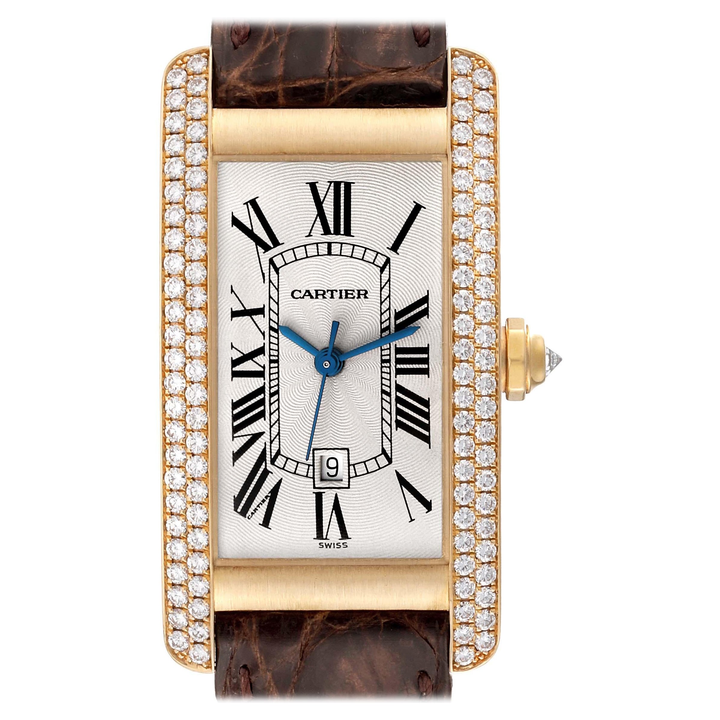 Cartier Tank Americaine Yellow Gold Diamond Ladies Watch WB7019K2