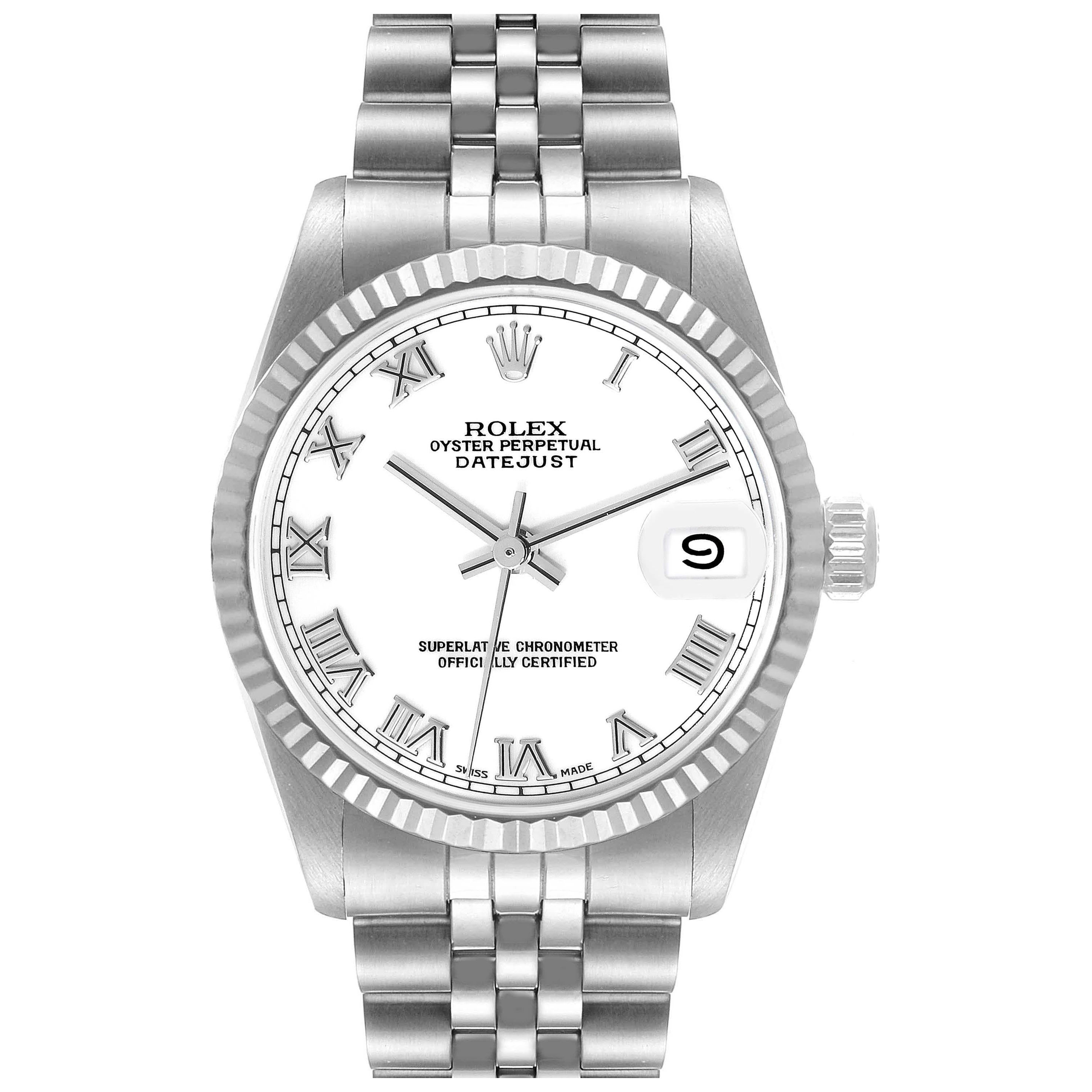 Rolex Datejust Midsize Steel White Gold Ladies Watch 68274