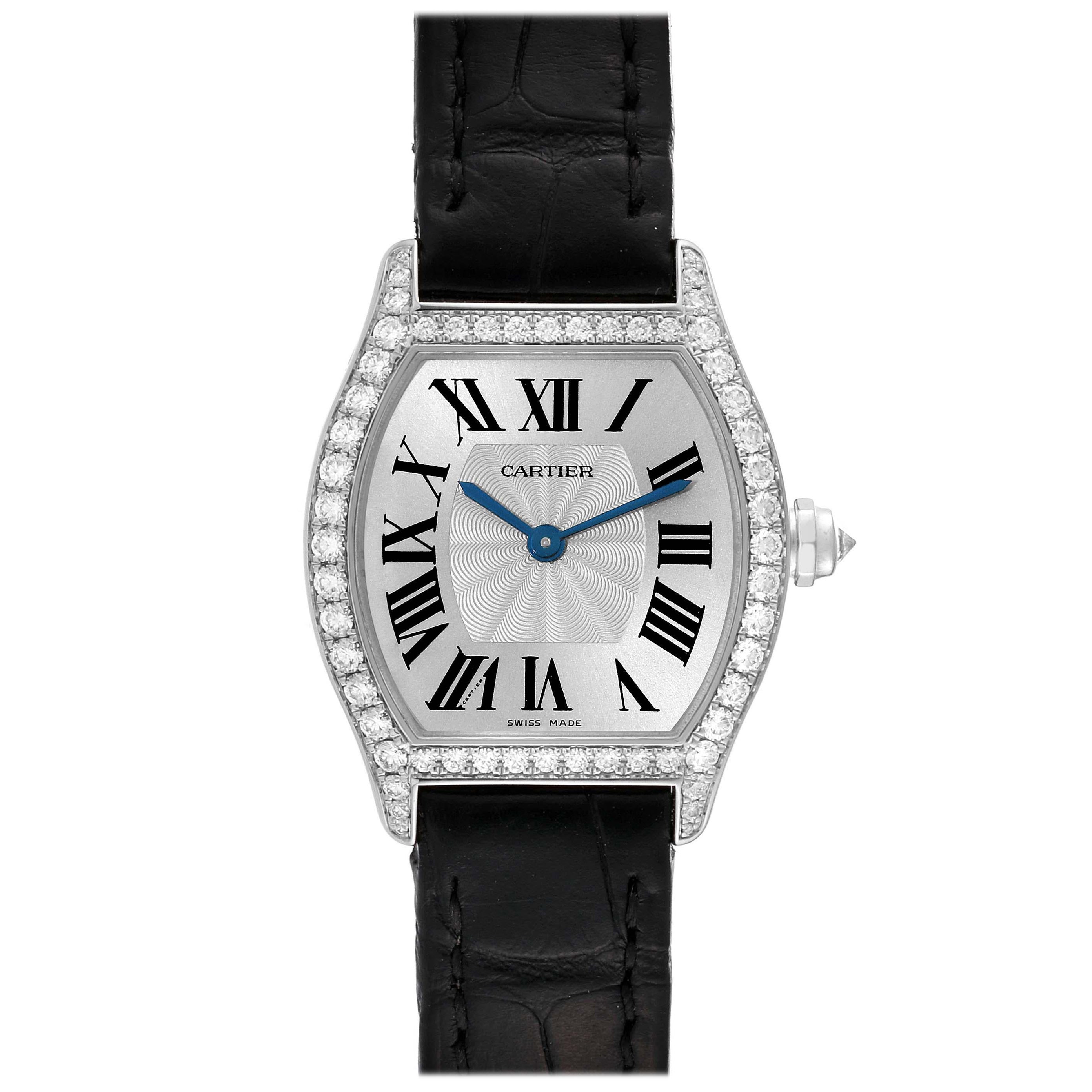 Cartier Montre Tortue en or blanc et diamants pour femmes WA501007 avec carte boîte