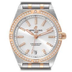 Used Breitling Chronomat 36 Diamond Dial Steel Rose Gold Ladies Watch U10380 Unworn