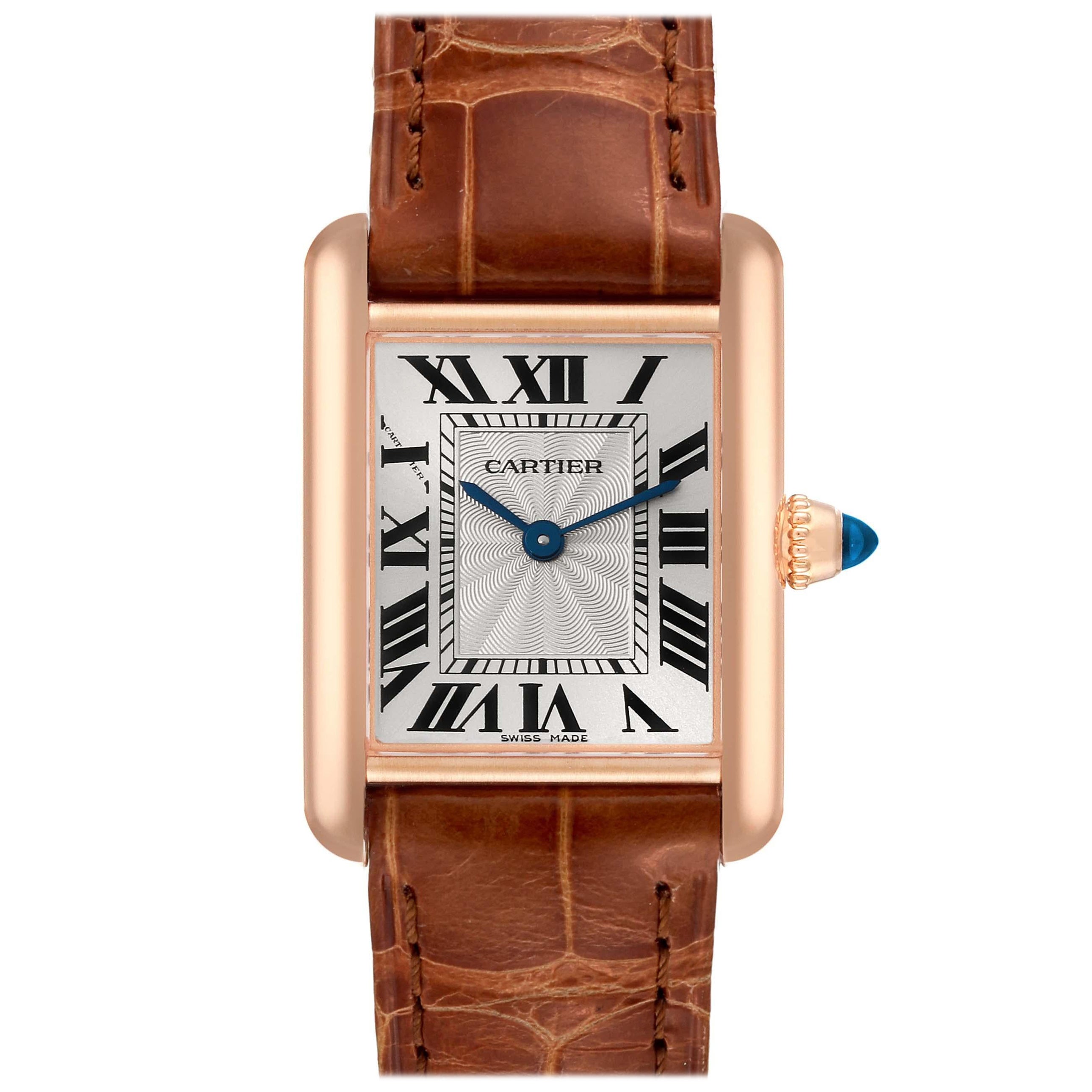 Cartier Tank Louis Rose Gold Mechanical Ladies Watch WGTA0010 Box Card For Sale