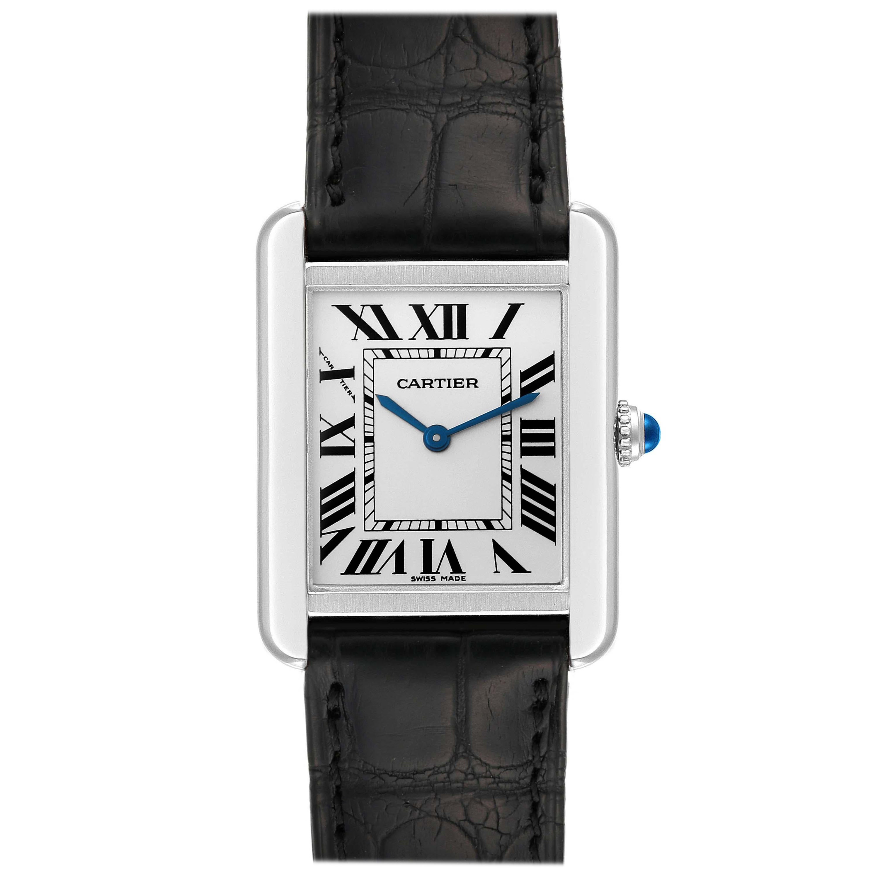 Cartier Tank Solo Steel Black Strap Ladies Watch W5200005