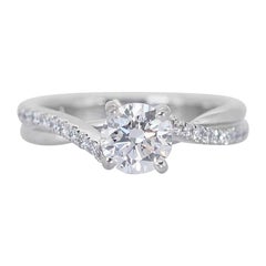 Elegant 18k White Gold Natural Diamond Pave Ring w/1.24 ct - GIA Certified