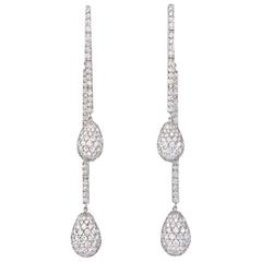 1970s Diamond Gold Tear Drop Dangle Earrings 10