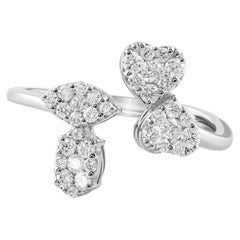 Natural 1/2 Carat Round Diamond Designer Cuff Ring 14 Karat White Gold Jewelry