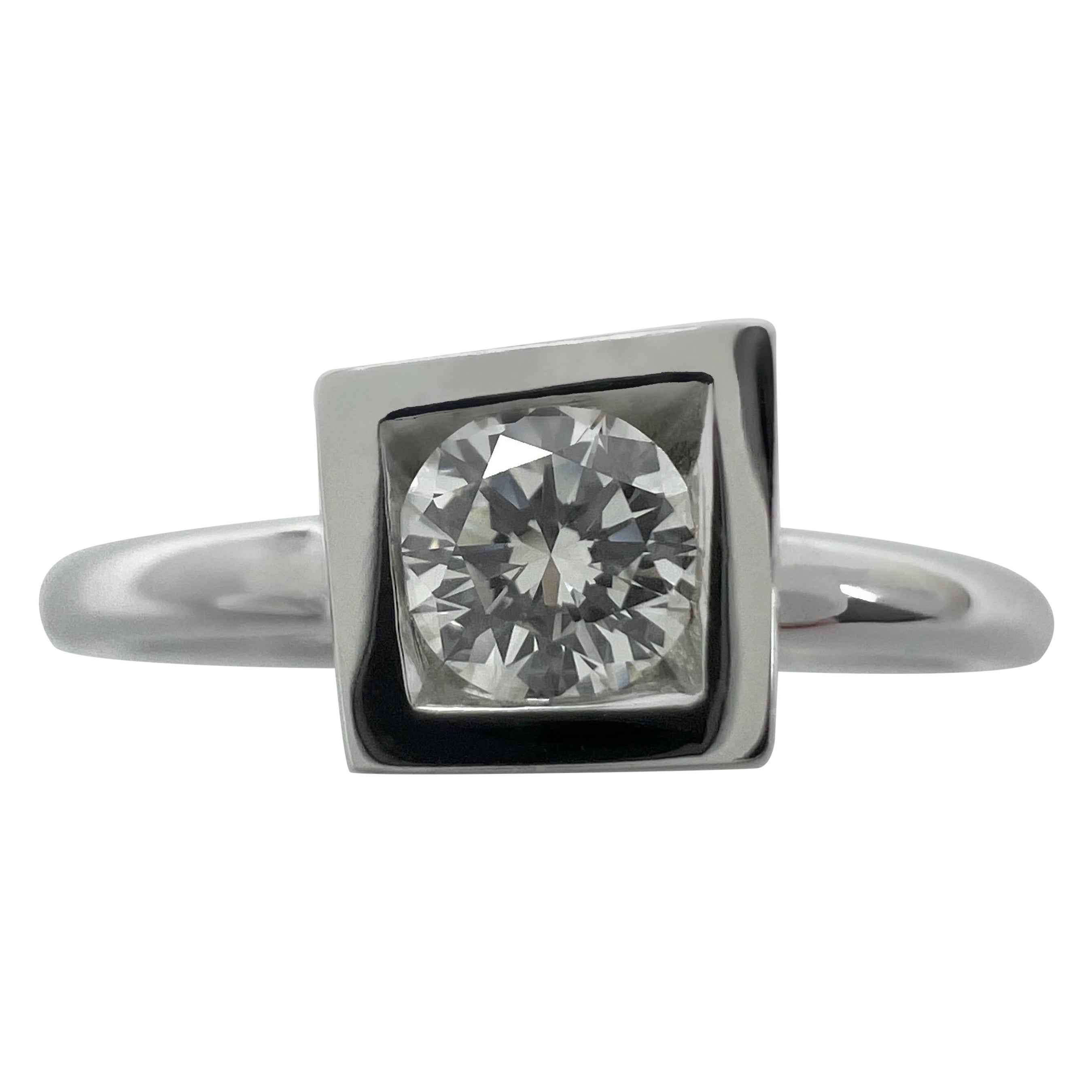 Seltener Tiffany & Co Frank Gehry Torque Runder Diamant 18k Weißgold Solitär Ring
