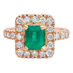 GIA certified, 14K Gold Emerald & Diamond Ring