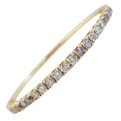 3.73 Carat Flexible Bangle Yellow Gold 14 Karat Bracelet