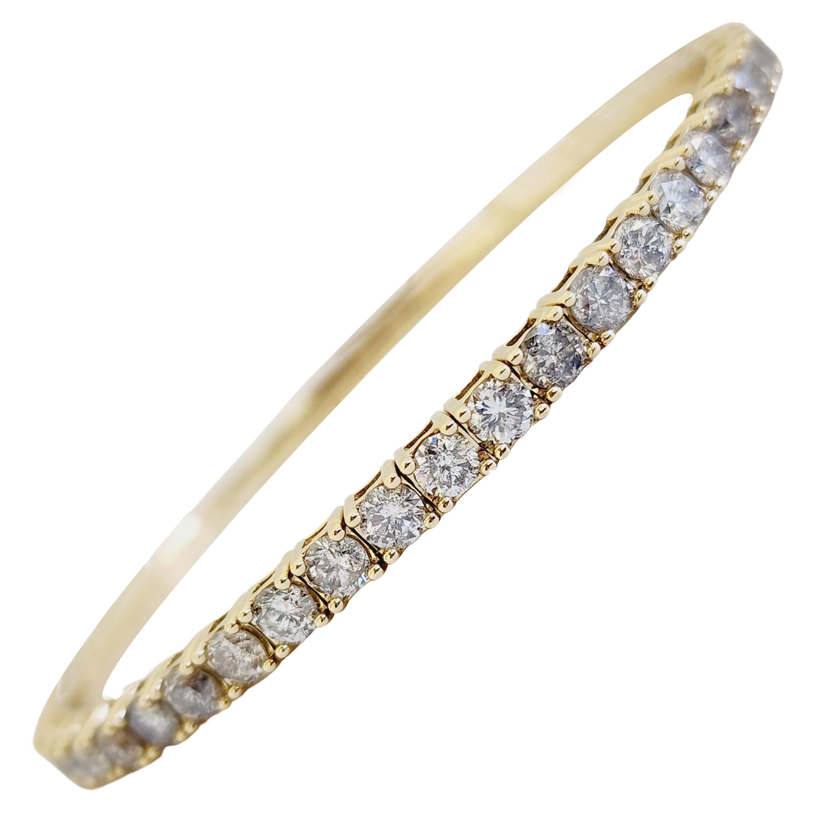 3.73 Carat Flexible Bangle Yellow Gold 14 Karat Bracelet For Sale