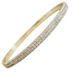 4.77 Carat Double Row Flexible Bangle Yellow Gold 14 Karat Bracelet