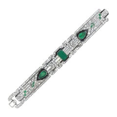 Oscar Heyman Art Deco Emerald Onyx & Diamond Bracelet