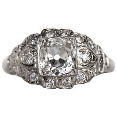 1920s Art Deco GIA Certified Old Mine Brilliant Cut Diamonds Engagement Ring 7