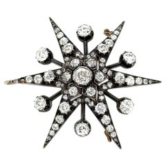 Pendentif/broche victorienne en étoile de diamants sur mesure 8.70ct