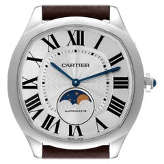 Cartier Drive Silber Zifferblatt Mondphase Stahl Herrenuhr WSNM0008 Karte