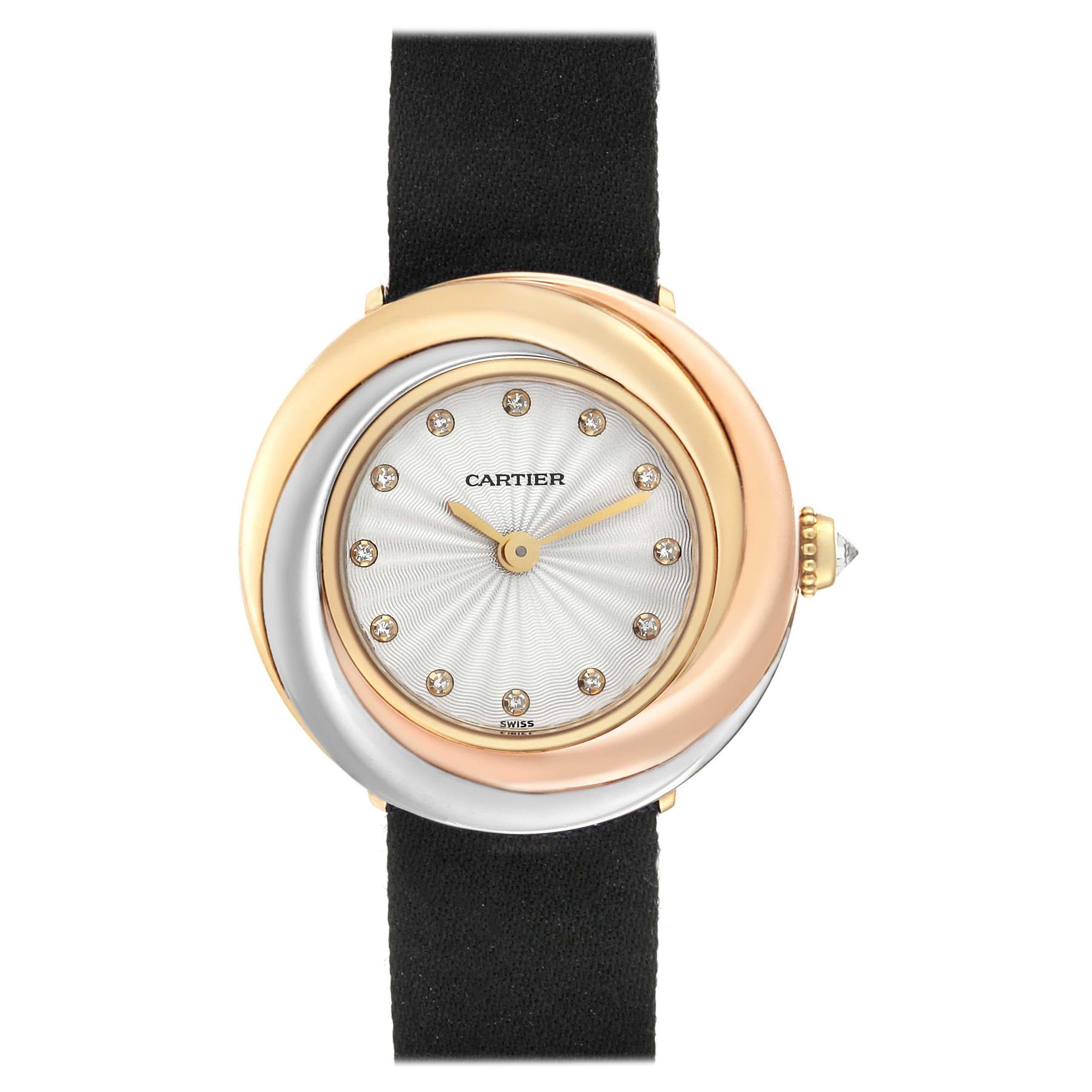 Cartier Trinity Montre pour femme en or blanc, jaune et rose avec diamants W200246 en vente