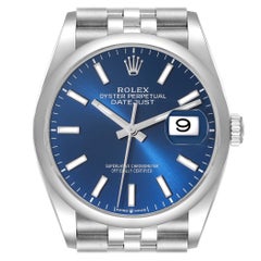 Rolex Datejust 36 Blue Dial Domed Bezel Steel Mens Watch 126200