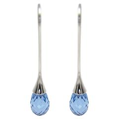 Sterling Silver and Blue Topaz Briolette Drop Earrings
