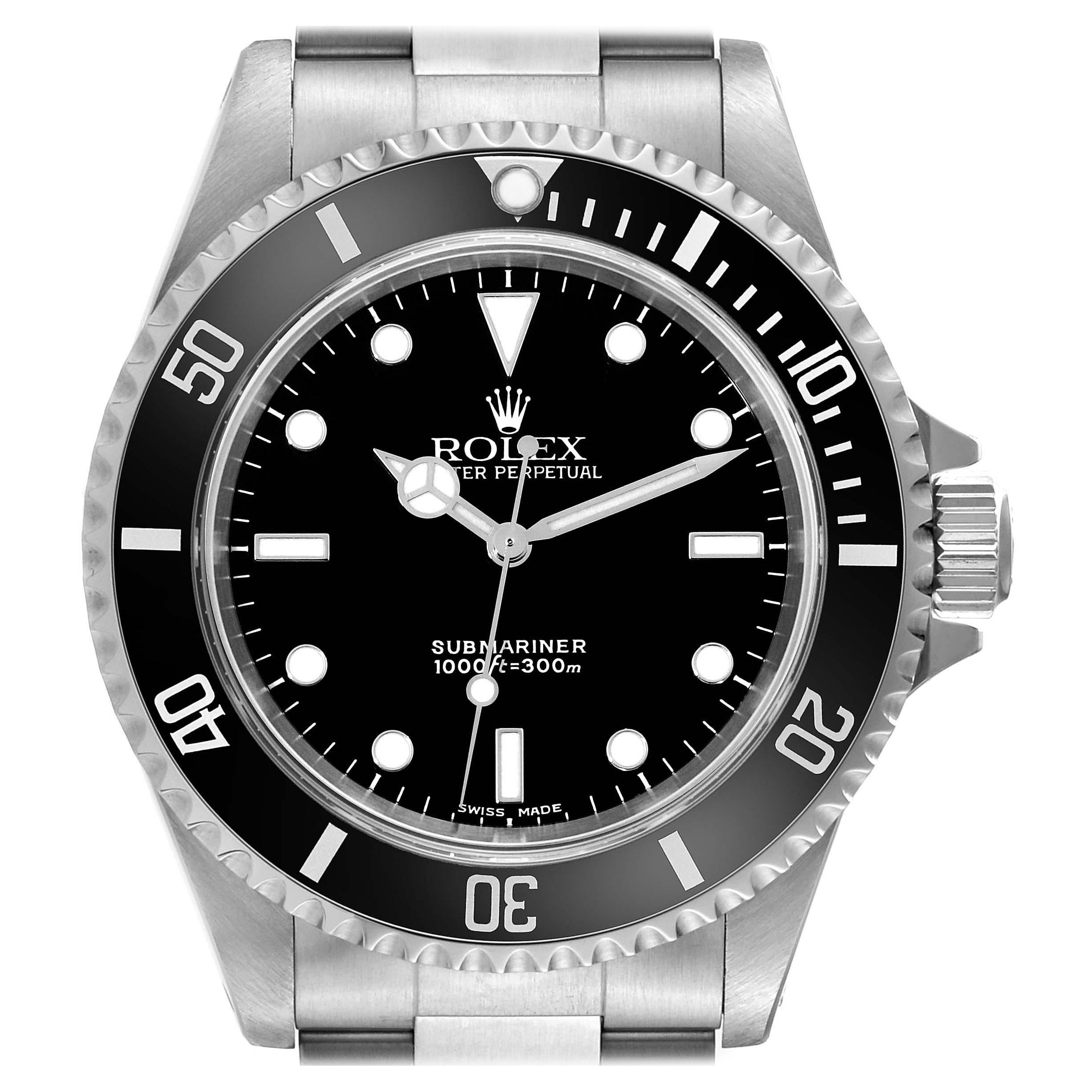 Rolex Submariner No Date 40mm 2 Liner Steel Mens Watch 14060 Box Papers