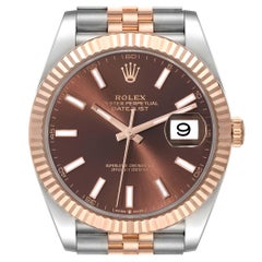 Rolex Montre Datejust 41 en acier, or rose et cadran chocolat pour hommes 126331