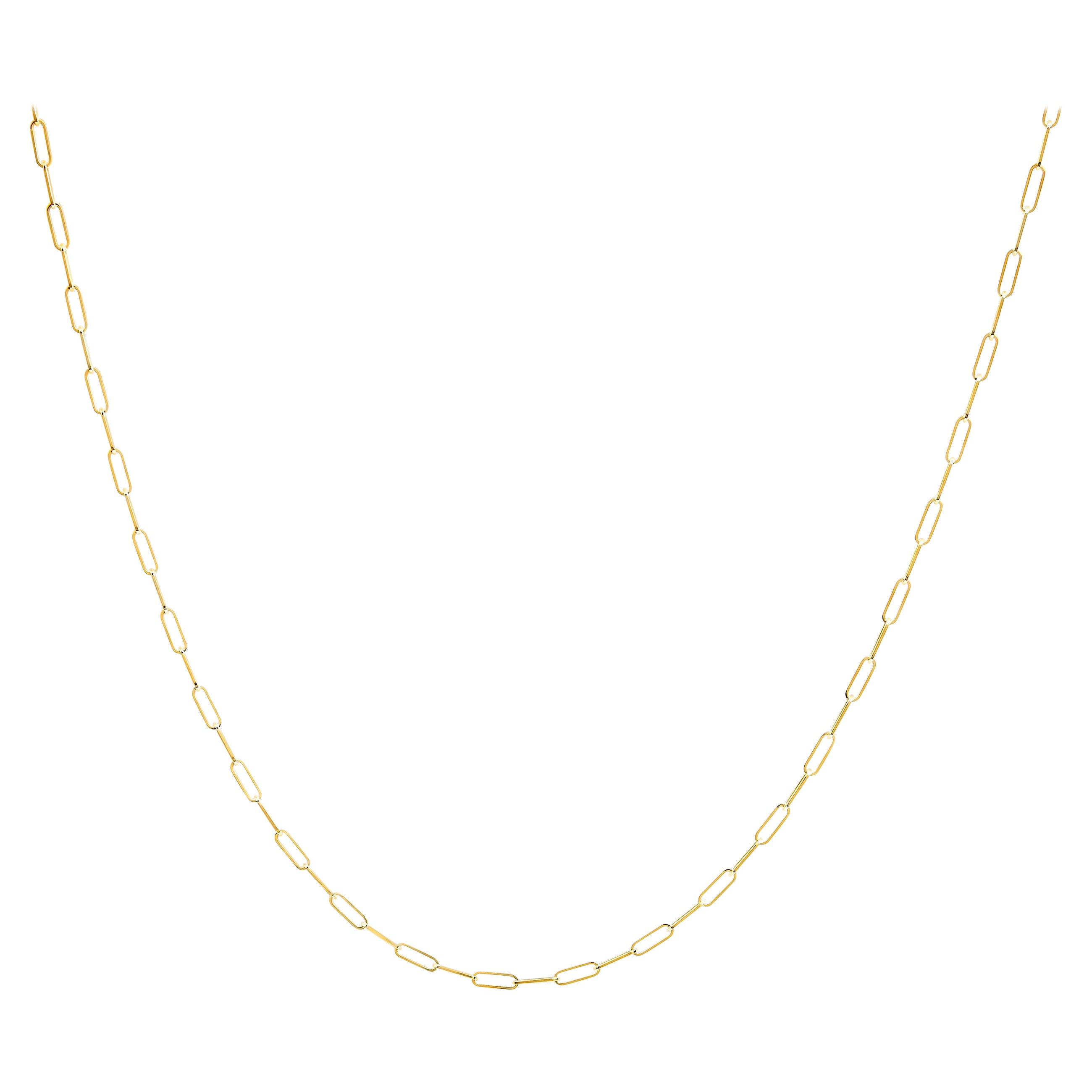 Solid 14K Yellow Gold 2.5mm Paperclip Chain Necklace Unisex 18" Inches For Sale